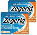 Zegerid OTC, Omeprazole Plus Bicarbonato di sodio, 24 ore, Inibitore della pompa di protone (PPI), Medicina di bruciore, Riduttore di acido, Due cartoni 42ct