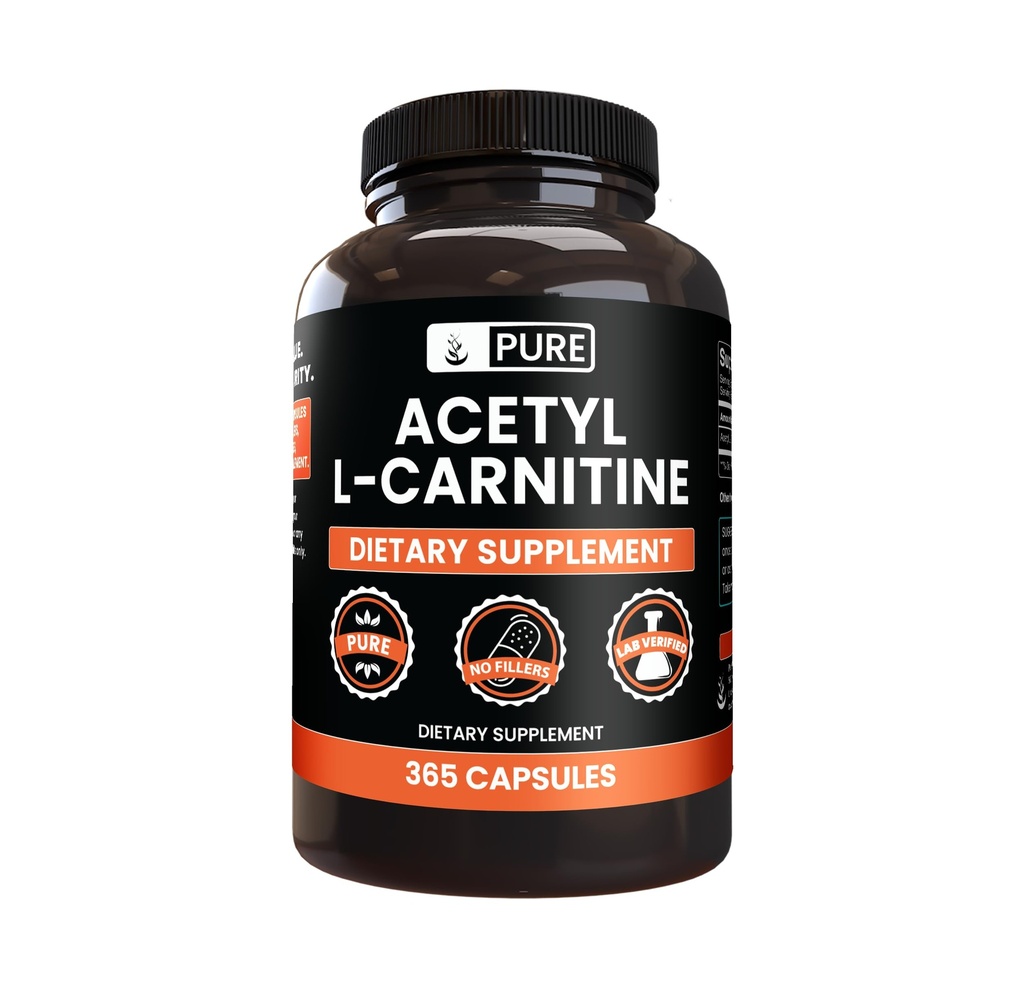 Ingredienti originali puri acetil L-carnitina (365 capsule) senza riempitivi di magnesio o di riso, sempre puri, verificati in laboratorio