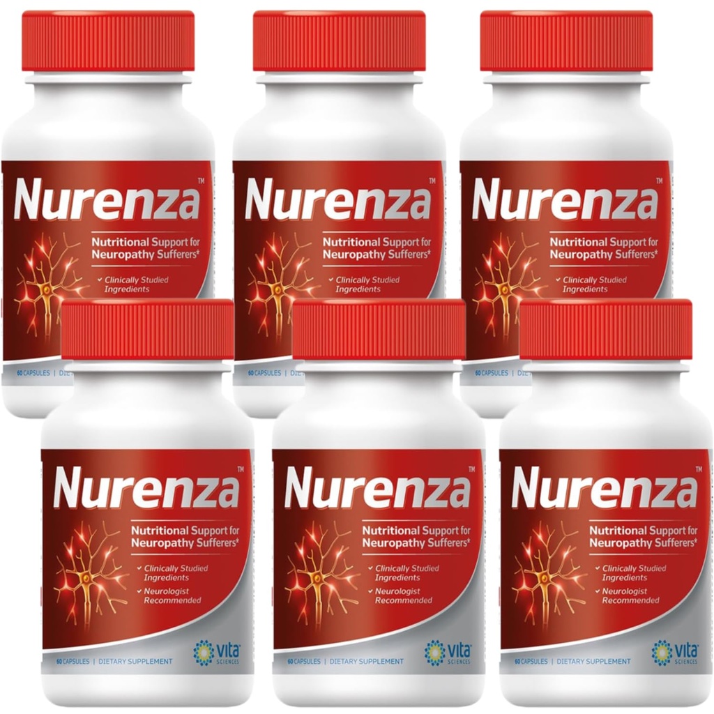 Vita Scienze Nurenza Neuropatia Rilievo Supplemento 40x Forza naturale R-ALA Forma per la salute di Nerve, Riparazione veloce w / Vitamine, Antiossidanti Rivitalizzare Piedi, Mani, Gambe e Toes. 60 Ct. - Confezione di 6