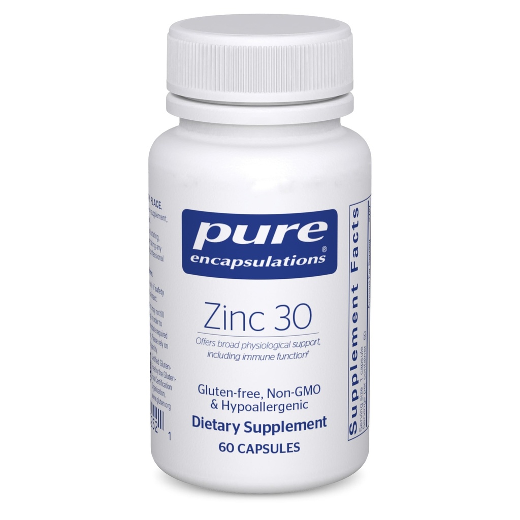Incapsulazioni Pure Zinc 30 mg - Supplemento per il supporto del sistema immunitario, la crescita e lo sviluppo, e Guarizione del tessuto* - con Zinc Picolinate 30 mg - 60 capsule