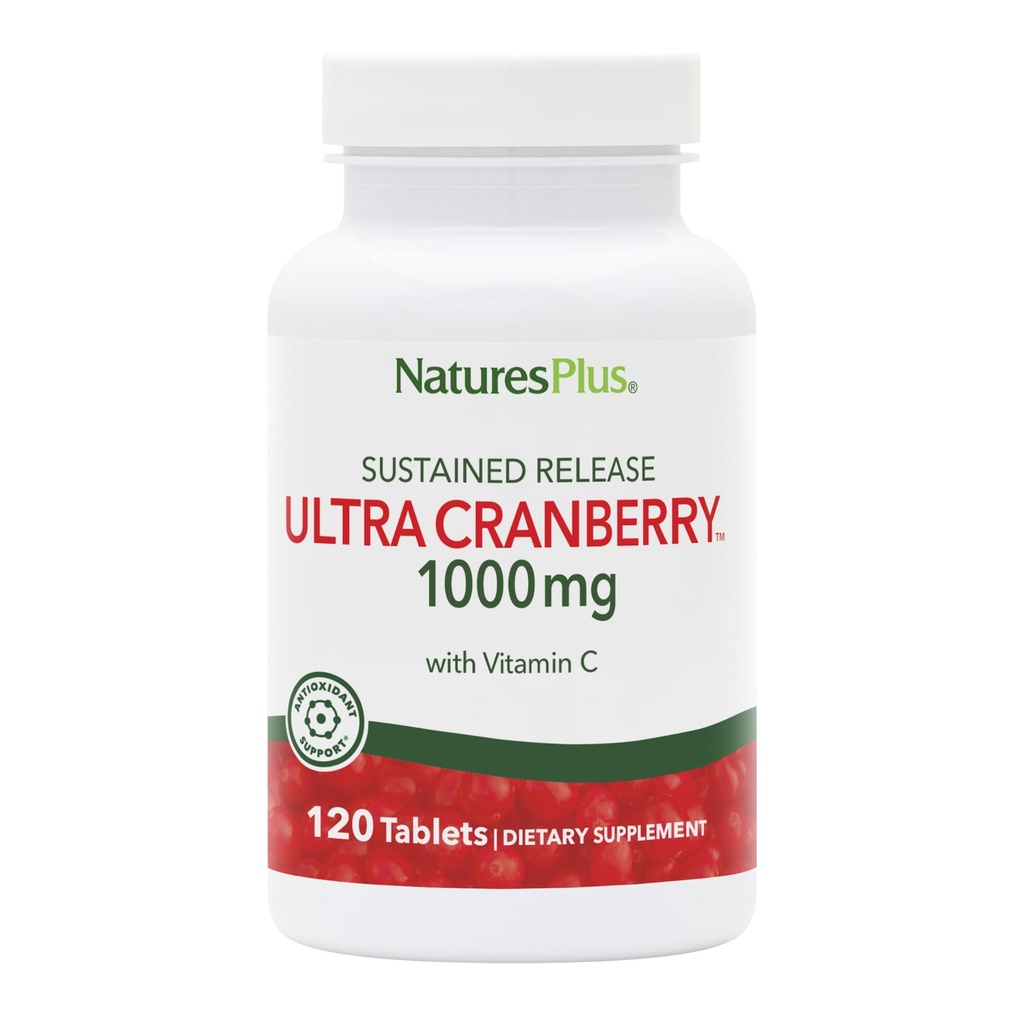 NaturesPlus Ultra Cranberry, rilascio prolungato - 1000mg, 120 compresse - con vitamina C - Vegetariano, Gluten Free - 60 Serve