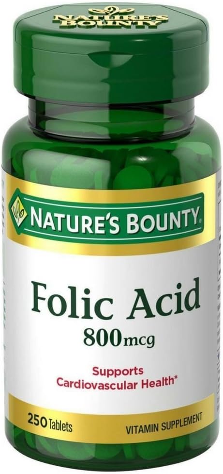 Folic Acid 800 mcg Tablets Massima resistenza, 2 bottiglie (250 conte)