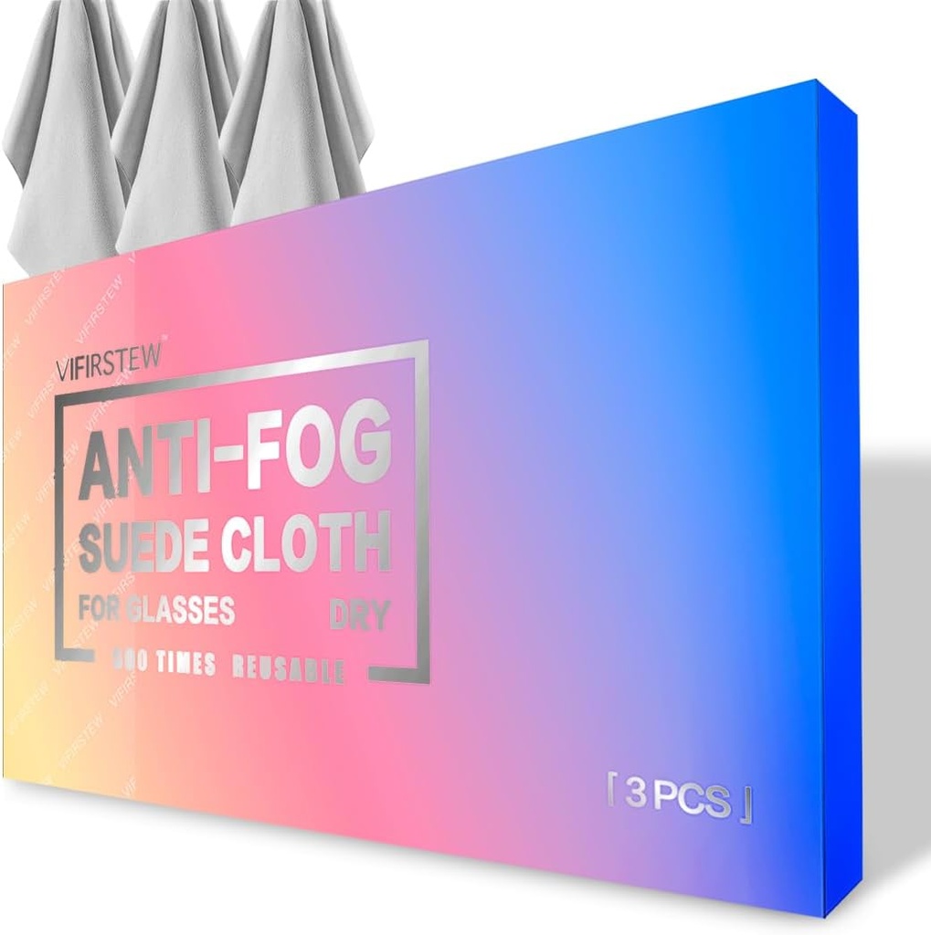 Asciugato Anti Fog Cloth, 3 Pack Antifogging Cloth per Occhiali, Schermo, Occhiali, Riutilizzabili e Portatili Pulizie Panno Lens Wipe per Occhiali Coperti con Maschere