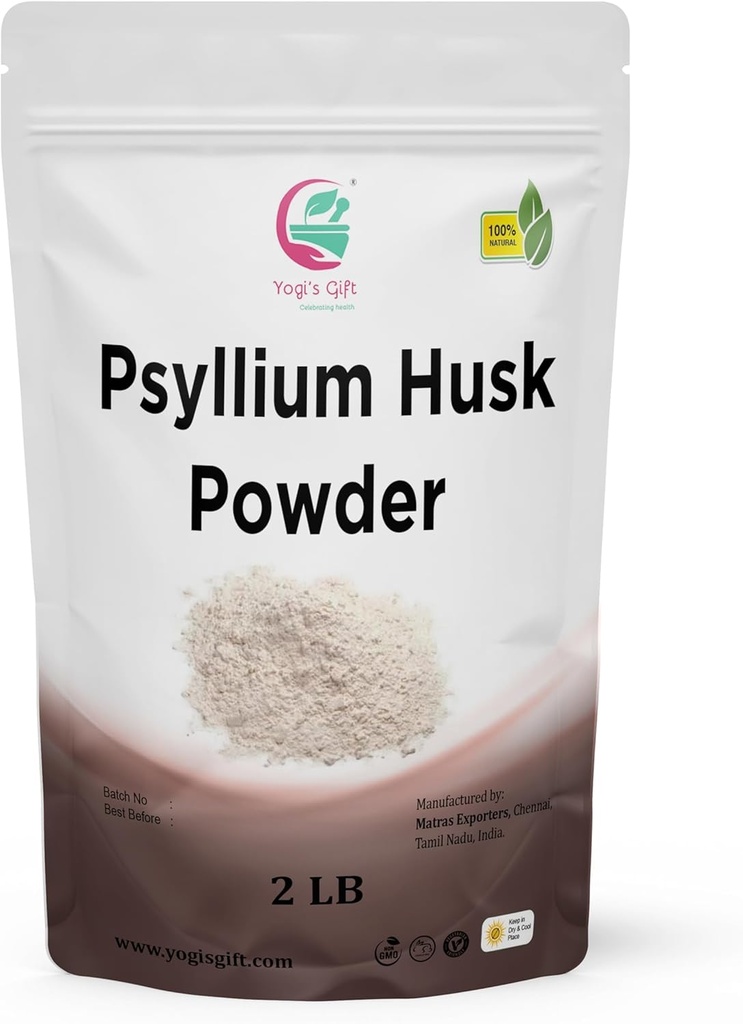 Psyllium Husk Powder 2 lb (32Oz) purezza 98%, qualità premium, uso per cuocere, cucinare e bevande, 100% naturale Fine Ground, non OGM by Yogi's Gift®