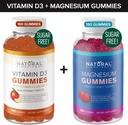 Zucchero Vitamina D3 K2 Gummies (180 Gummies) e Zucchero Extra Forza Magnesio Gummies (180 Gummies), Vitamina D3 Gummies 5000 IU+K2 MK7 80 mcg, Magnesio Citrato Gummies 500 mg