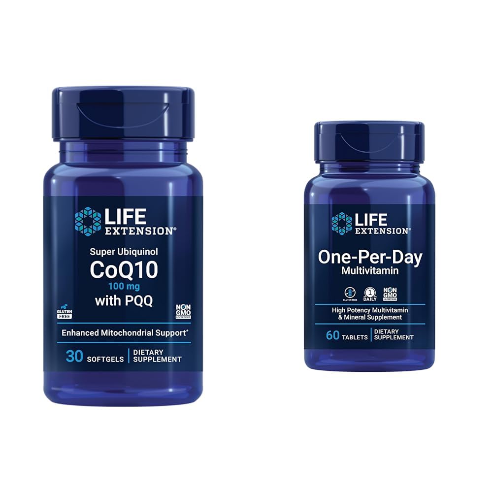 Estensione della vita Super Ubiquinol CoQ10 con PQQ, CoQ10, PQQ, shilajit, Heart Health & One-Per-Day Multivitamin – Confezionato con oltre 25 vitamine, minerali e estratti vegetali