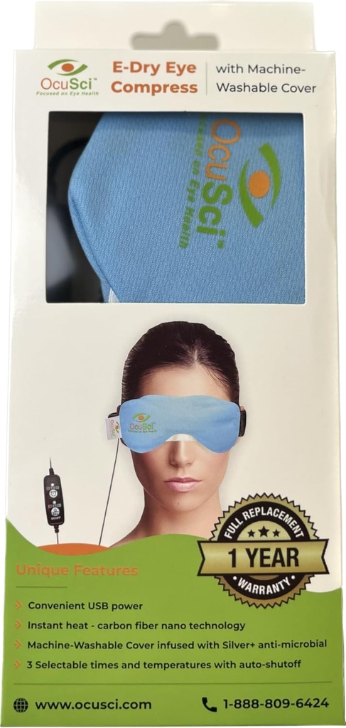Dry Eye Compress with HydroHeat Machine Washable Cover, Save 40%, Microwave for Moist Heat Therapy or Freeze for Cold Therapy to Treat: Dry Eye Syndrome (USB Dry Eye Compress)