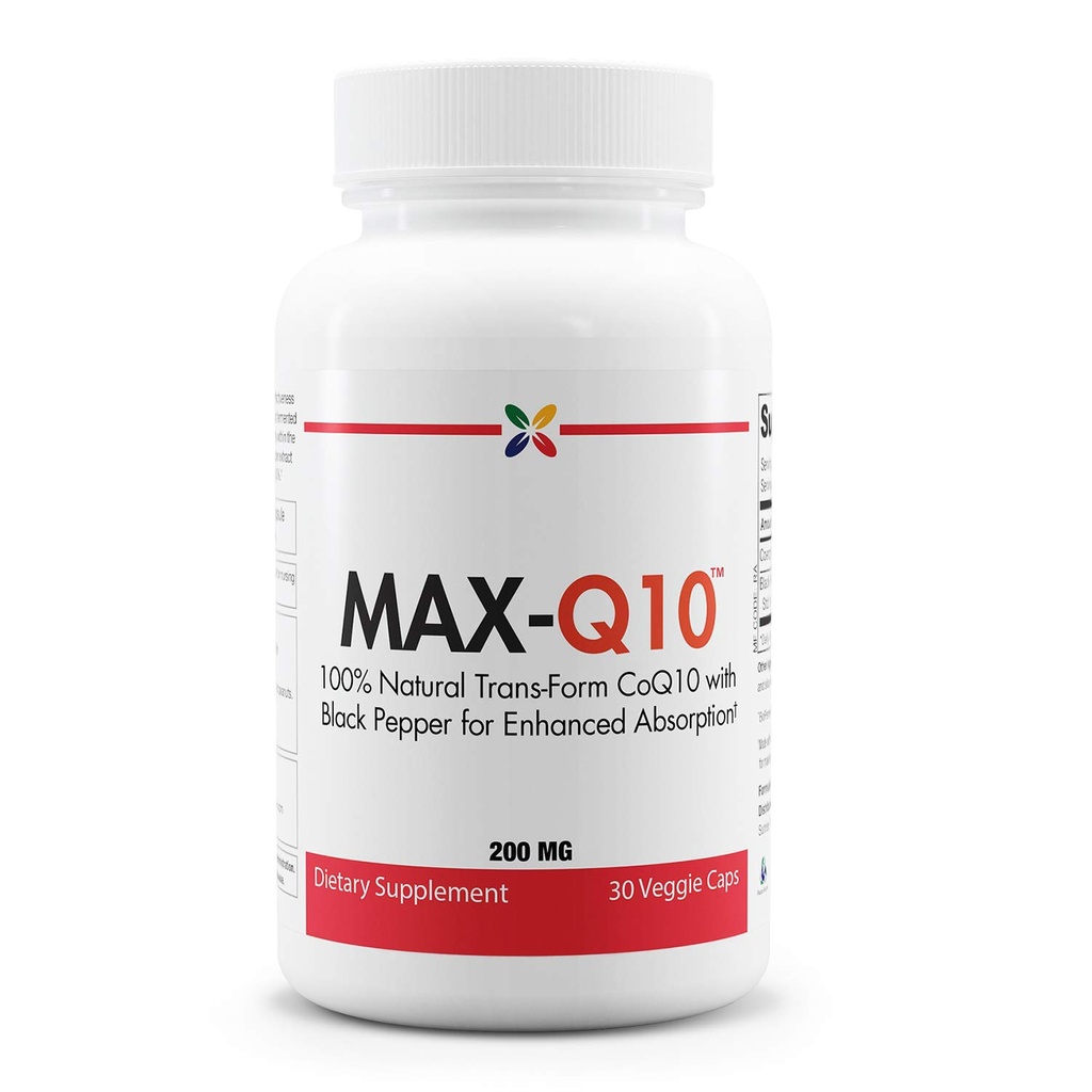 Smettere di invecchiare MAX-Q10 Coenzima formulato con Kaneka Q10 e Enhanced BioPerine Black Pepper Extract per l'assorbimento elevato, salute del cuore, produzione di energia 200 mg capsule