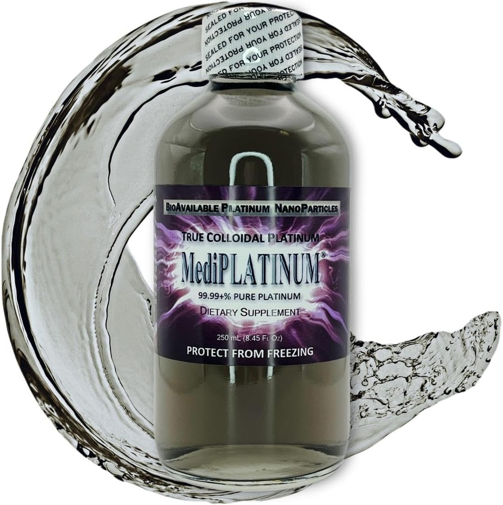 MediPLATINUM Gut Booster True Colloidal Platinum PtNP Integratore nutrizionale - 250 mL (8.45 Fl Oz) in Bottiglia di vetro trasparente