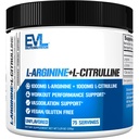 Evlution Nutrition L-Arginina + L-Citrulline - Endurance + Workout Performance Supplement - 2000mg Complex - Vasodilation + Nitric Oxide Support - Vegan + Gluten Free Powder - 75 Servings