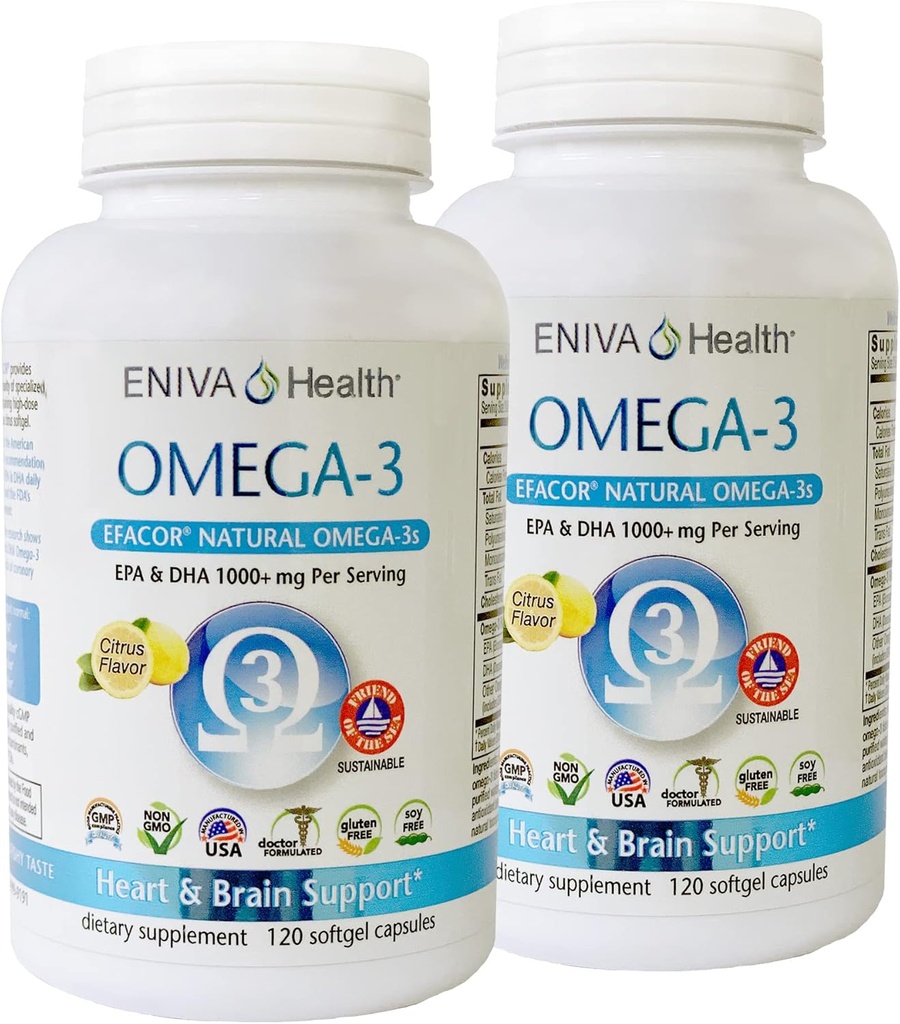 Eniva Omega-3 Fish Oil EPA/DHA Premium Fish Oil Supplemento giornaliero 2 Pack (240 caps)