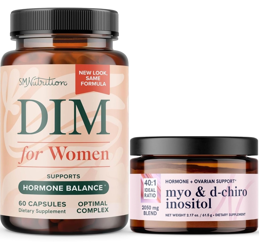 Myo-Inositol Powder Complex and Women's DIM Supplement | Bundle bilanciamento ormone con Ideale 40:1 Ratio Myo-Inositol & D-Chiro Inositol Powder (30 Serve) e DIM Supplemento per le donne (60 Serve)