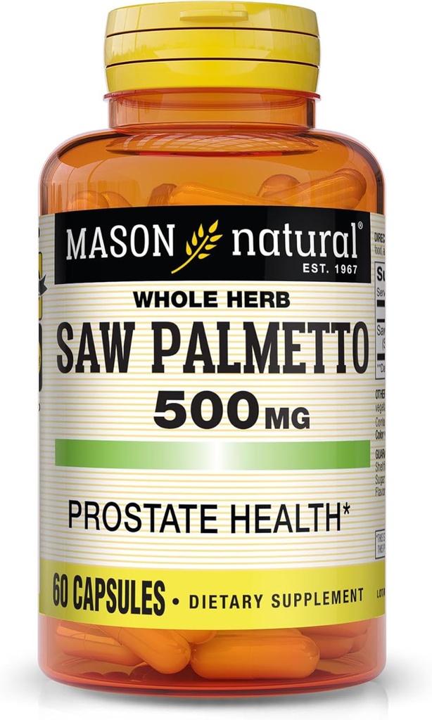 Palmetto segato naturale MASON 500 mg, Supporta la salute e la funzione urinaria della prostata, 60 capsule