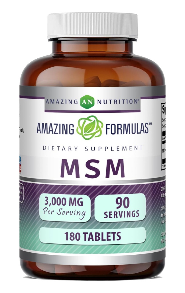 Incredibile formula MSM (metilsulfonilmethane) Supplemento | 1500 Mg Per Serving Supplemento | 180 compresse | Non-GMO | Gluten Free | Made in USA
