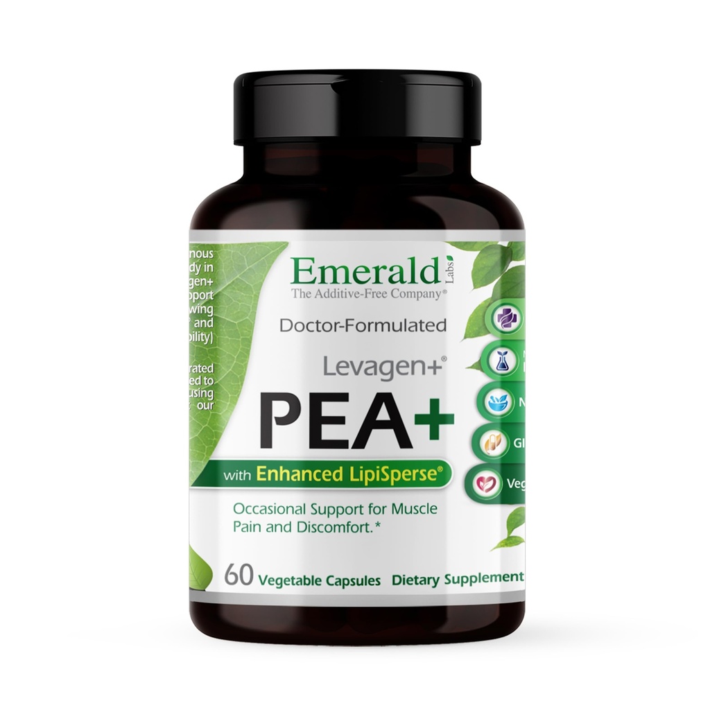 Emerald Laboratories Pea+ con Levagen+ - Support Joint & Muscle Health with Meriva Curcumin, OptiMSM & Levagen+ Pea* - Non OGM, Vegan, Gluten-Free - 60 Capsule Vegetali