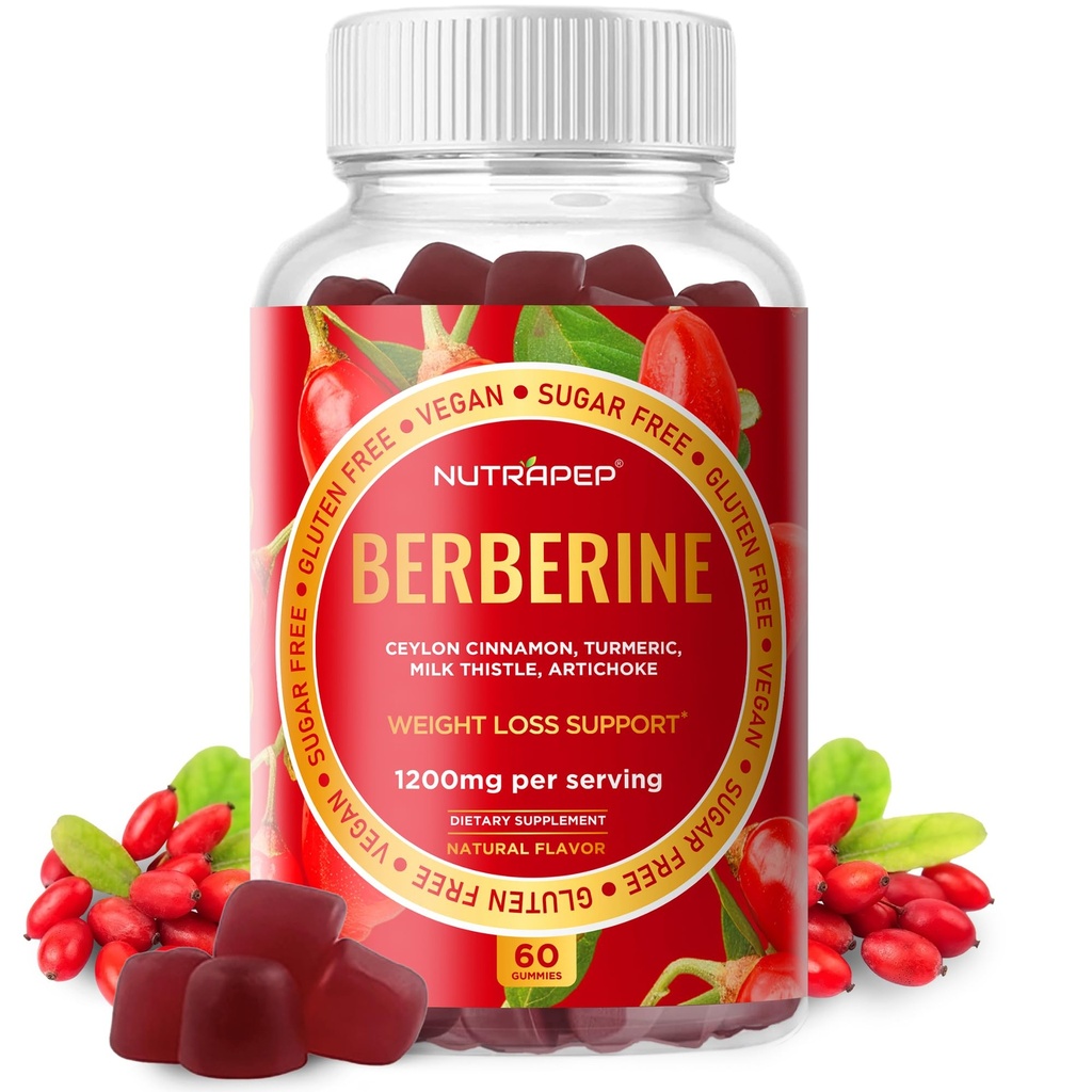 Premium Berberina HCl GLP-1 Perdita di peso Gummies (1200mg) con Ceylon Cinnamon Latte Turmerico Carciofo di Thistle - Zucchero Senza Glutine Gratuito Alta Potenza GLP1