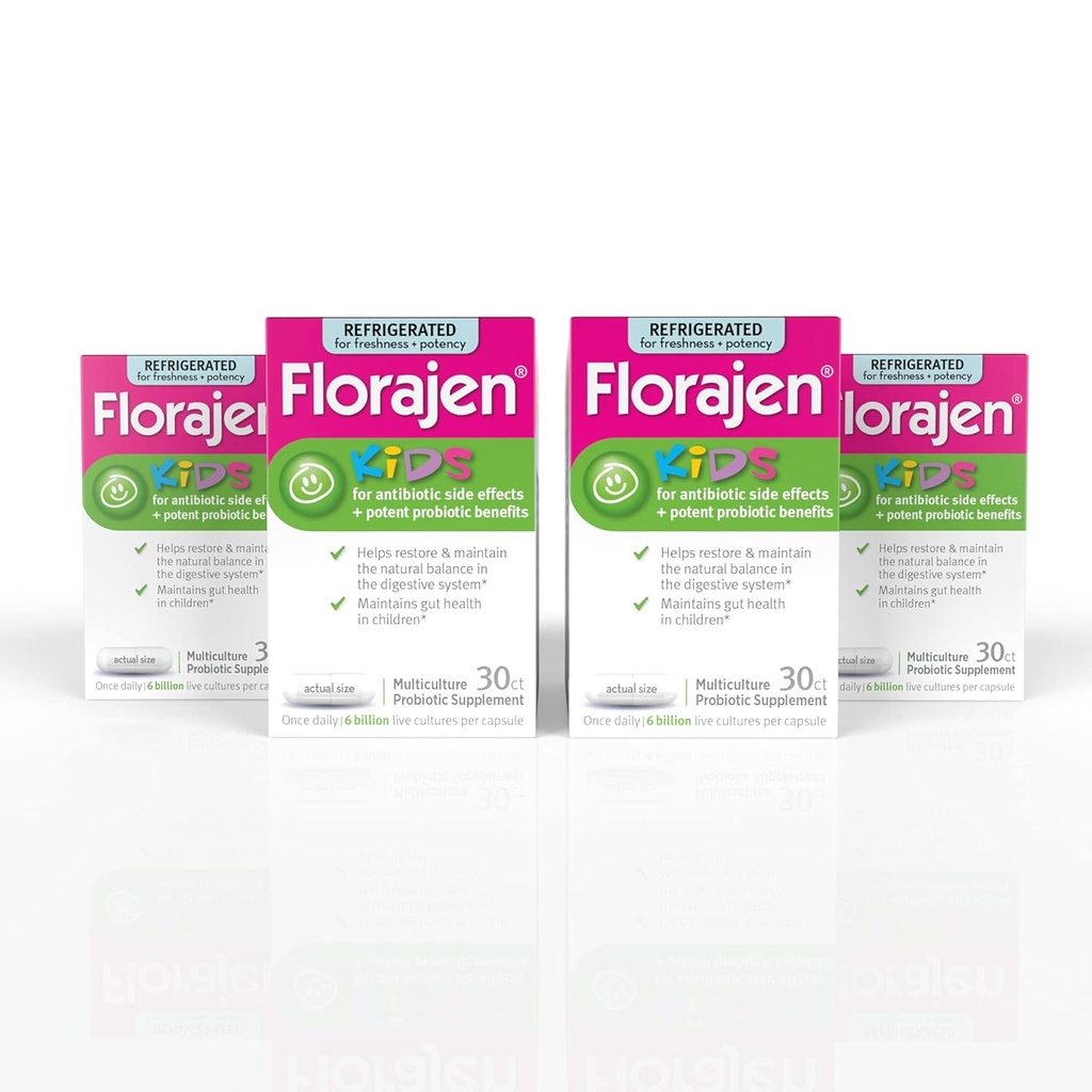 Florajen Kids Probiotics, Daily Gut Health & Immune Support Supplemento, costipazione e Bloating Relief, 120 capsule (frigerato)