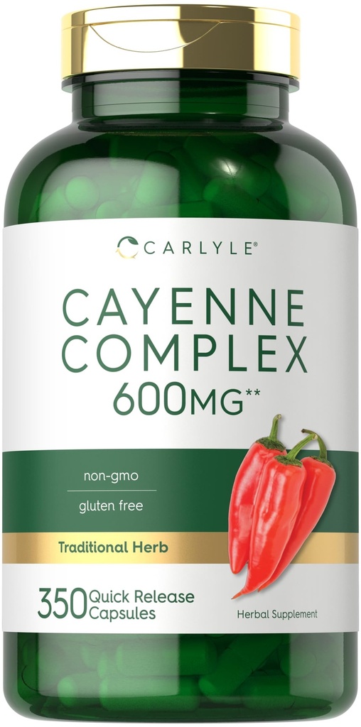 Carlyle Cayenne Pepper Capsule 600mg | 350 Pillole | Non OGM, Gluten Free Supplement
