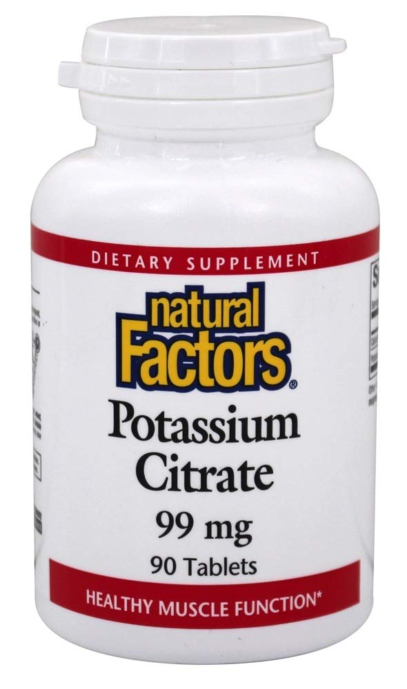 Fattori naturali - Citrato di potassio 99mg, Supporta muscoli sani, nervi e cuore, 90 compresse