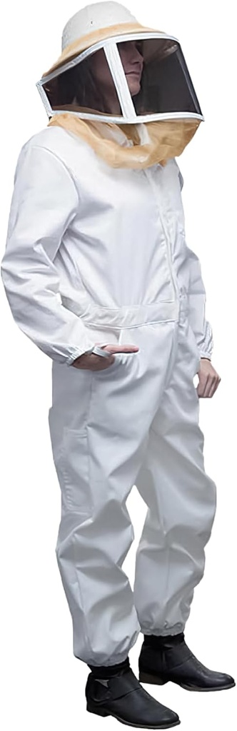 Mann Lake Deluxe Bee Suit, Ingranaggio per l'apicoltura con velo quadrato con cerniera, Miscela di cotone/poliestere durevole 50/50, Suit di protezione dell'api, Suit di pulizia professionale per adulti, Large