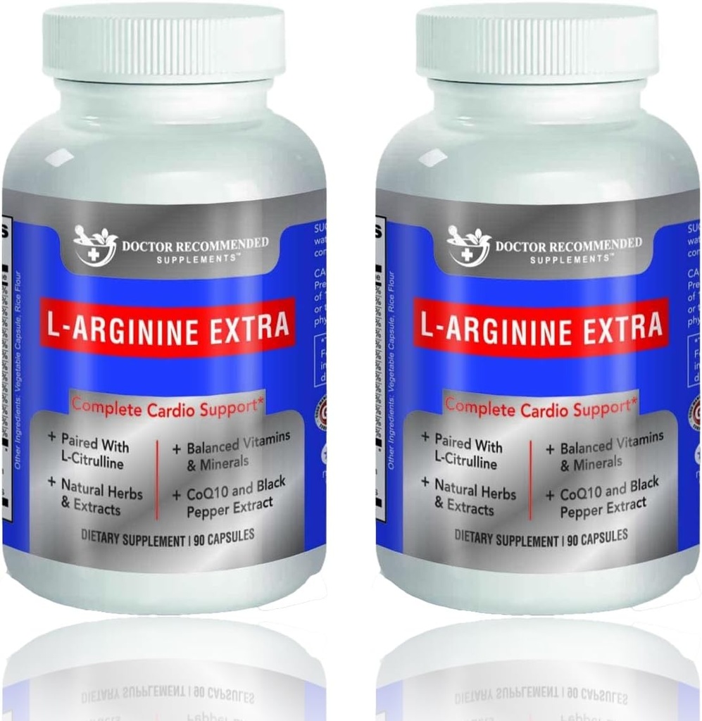 DOCTOR RECOMMENDED SUPPLEMENTS Premium L-Arginina 1000 MG Nitric Oxide Formula Supporta Cardio Health, Nitric Oxide Production, Stamina & More - 2 Pack