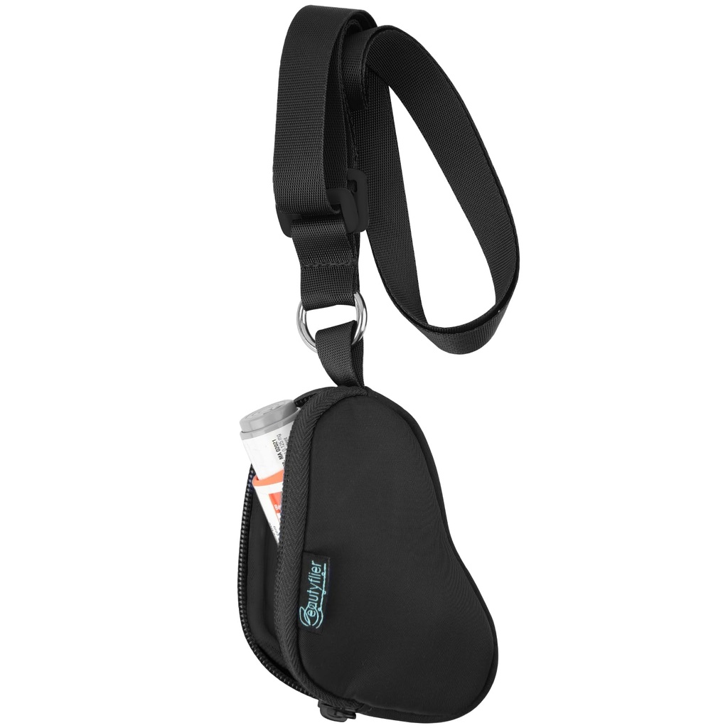 Beautyflier Asthma Inhaler Case Lanyard Holder Portachiavi da viaggio Handy Mini Bag per adulti e bambini, non include Inhaler (nero)
