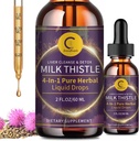 Estratto di cardo di latte gocce per la pulizia del fegato Detox & Riparazione, Integratore del fegato con radice di leone, carciofo e curcuma, supplemento di supporto al fegato naturale, Vegan, Non-GMO, 2 FL OZ