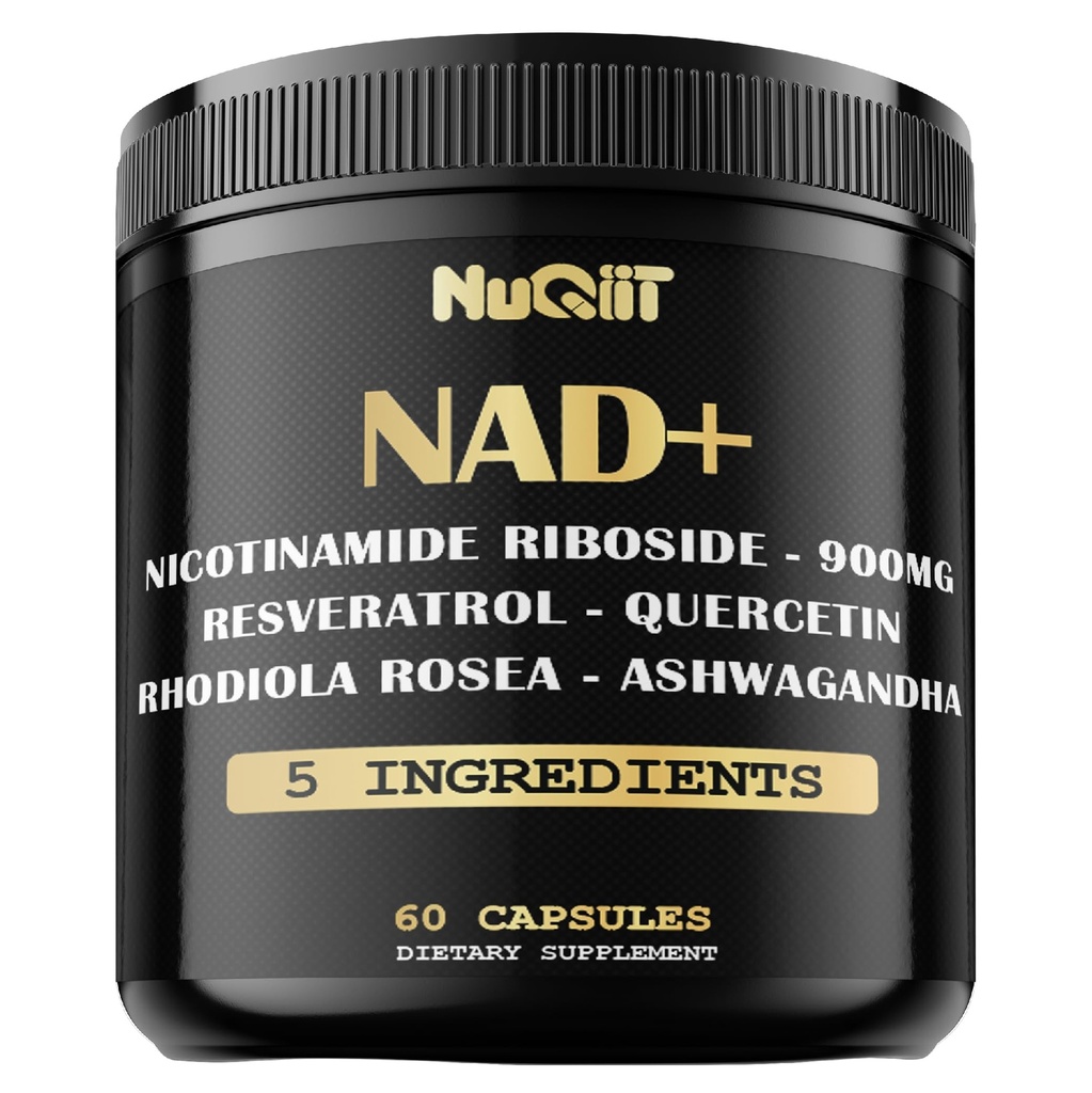 NAD+ Integratore con Nicotinamide Riboside, Resveratrolo, Quercetina, Turco, Rhodiola Rosea - 60 Conte
