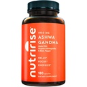 NutriRise Organic Ashwagandha Root Capsule con pepe nero 1950mg, Natural Stress & Mood, Thyroid & Immune Support Supplement, Sleep Aid, Clarity, Focus & Energy, Gluten Free, 180 Count