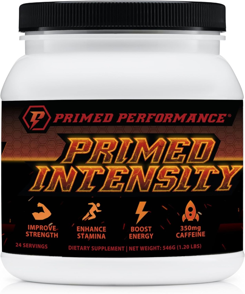 Primed Intensity Pre-Workout Supplemento - Tutto Naturale - Beta-Alanina, Caffeina, Creatina, Citrullina, NO Booster (24 Serve) (Raspberry Lemonade)