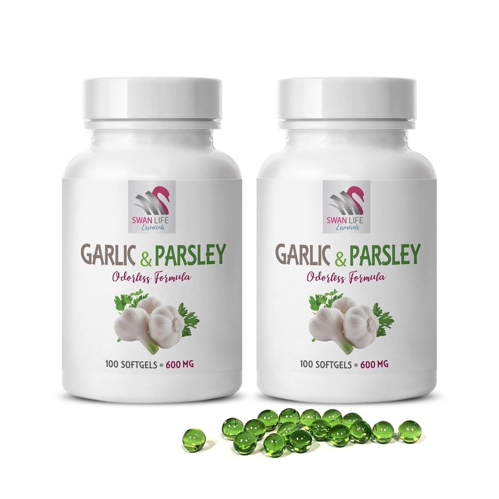 integratori di aglio - GARLIC E PARSLEY ODORLESS FORMULA - vitamine di salute ossea per le donne, allicin all'aglio, allicin, integratori di aglio, prezzemolo aglio, capsule di prezzemolo, aglio inodore - 2B 200 Caps