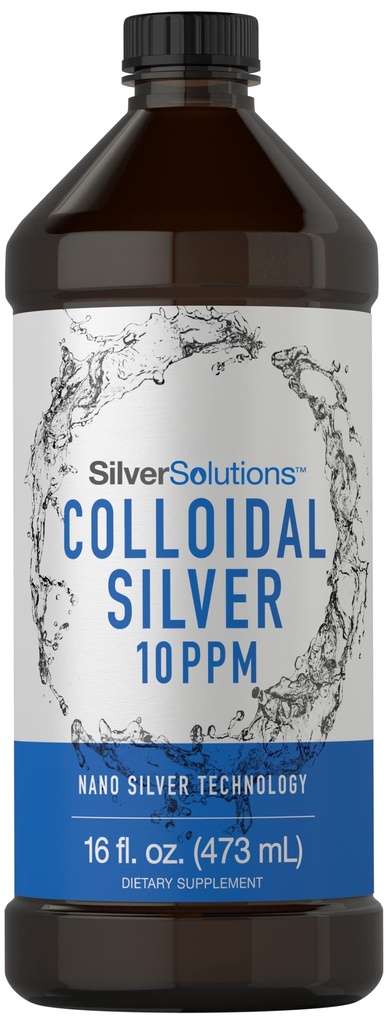 Carlyle Colloidal Silver Liquid | 10 PPM | 16 fl. Oz (473 mL) | con Nano Silver Technology Solutions | Vegetariano, Non OGM, Gluten Free Supplement