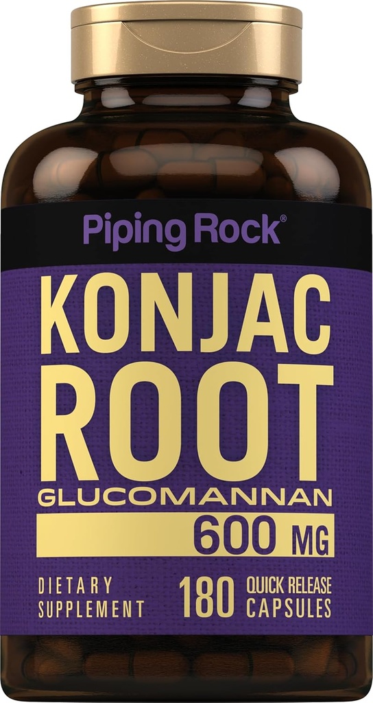 Piping Rock Glucomannan Capsule 600mg | 180 pillole | Konjac Root Fiber Supplemento | Non-GMO, Gluten Free