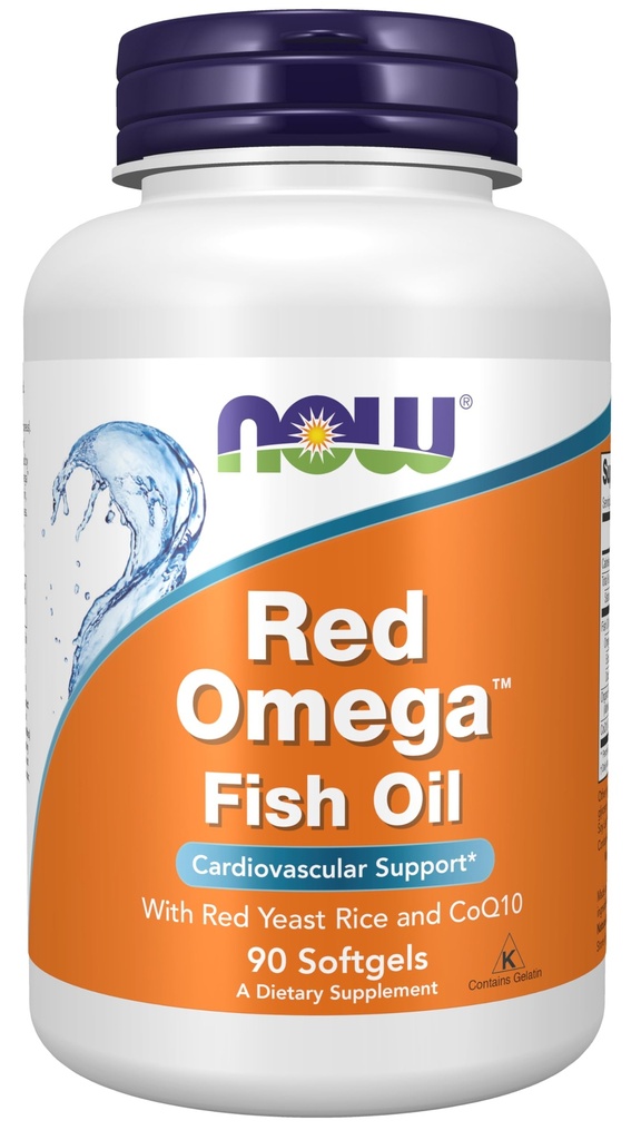 NOW Alimenti Integratori, Rosso OmegaTM con CoQ10 30 mg e Omega-3 Fish Oil, Supporto cardiovascolare*, 90 Softgels