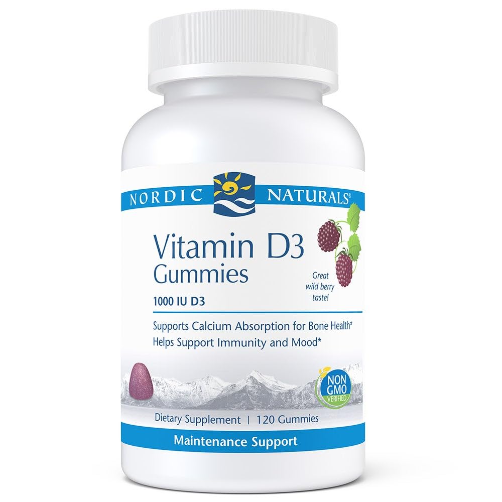 Nordic Naturals Pro Vitamin D3 Gummies, Wild Berry - 120 Gummies - 1000 IU Vitamin D3 - Great Taste - Sane Bones, Mood & Immune System Function - Non-GMO - 120 Serve
