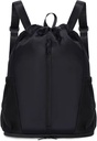 zaino con coulisse Sports Gym Bag con scarpe Compartment, String Zaino Cinch per gli uomini delle donne, Water-Resistant Drawstring Bag per il viaggio di allenamento, leggero, nero, brevetto Pending