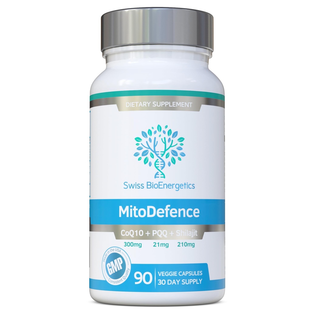 MitoDefence - 300mg CoQ10 con 21mg PQQ e 210mg Shilajit Dose giornaliera - All-in-ONE Supporto mitocondriale con assorbimento potenziato - Prodotto e testato negli Stati Uniti
