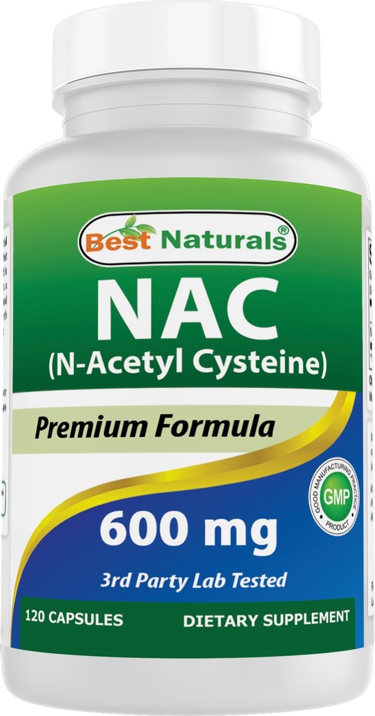 Best Naturals NAC - N Acetyl Cysteine 600 mg 120 capsule - n Cisteina di Acetil - Potente antiossidante