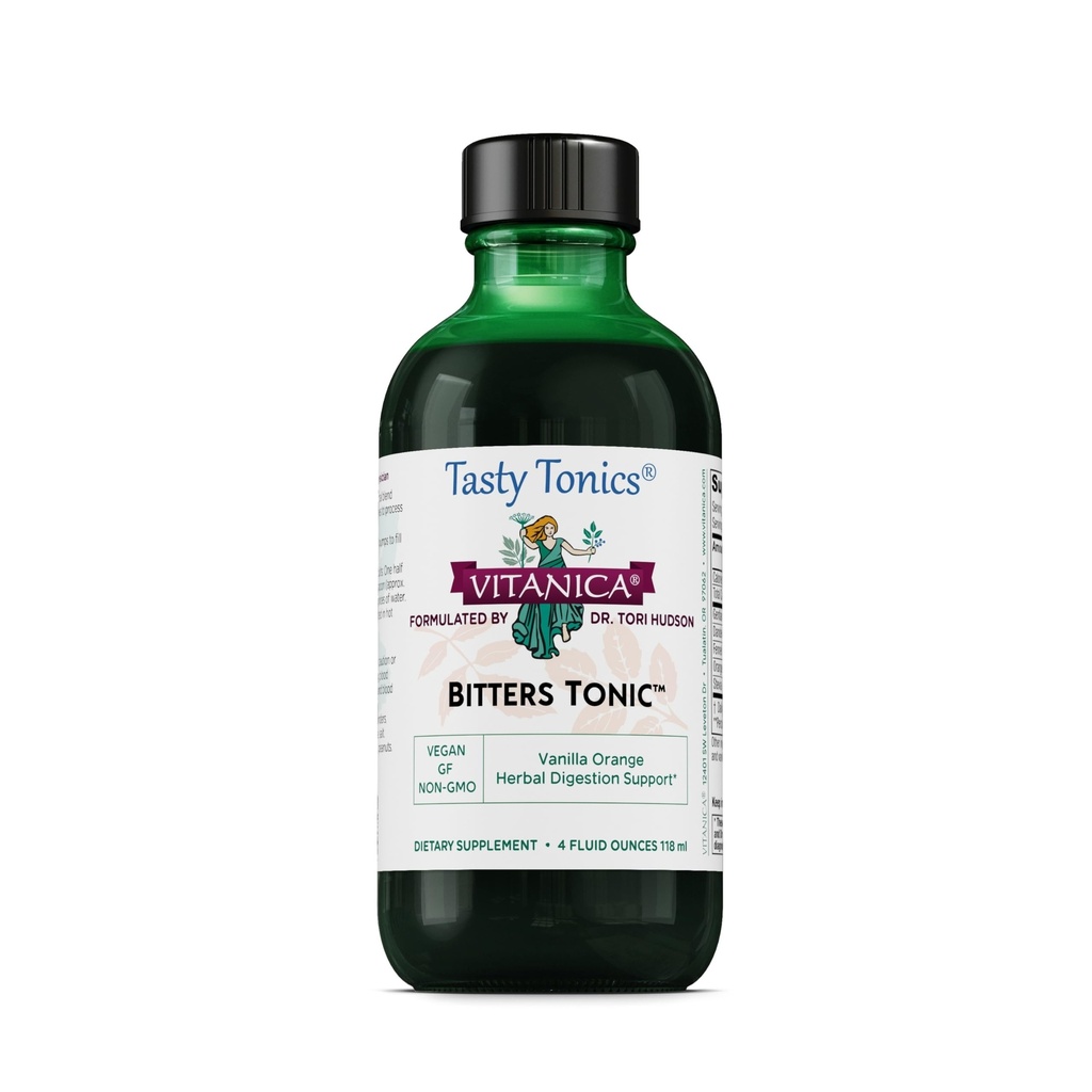 Vitanica Bitters Tonico, Supplemento Digestione Liquida, Supporto Digestione, Alcol Free, Vanilla Orange, Vegan, 4 Ounce (Bitters Tonic)