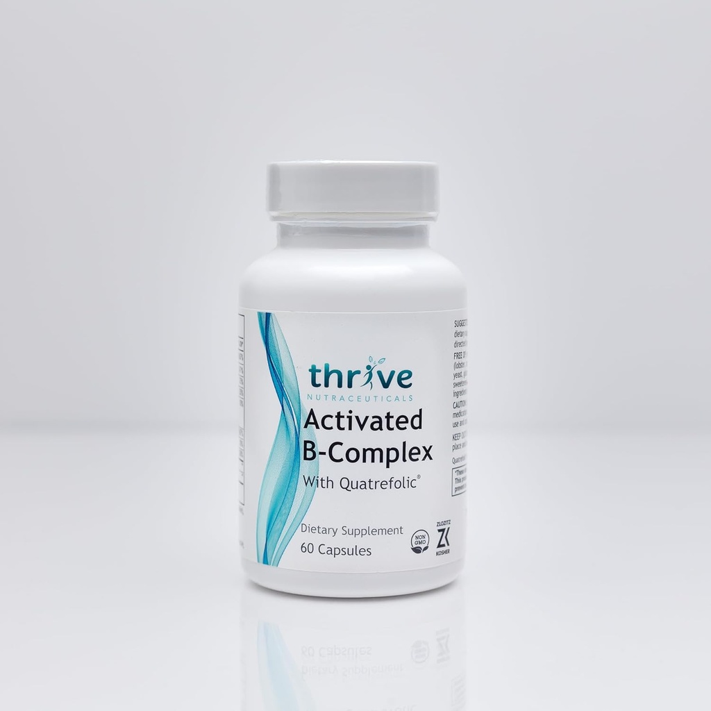 Travolgente Nutraceuticals attivato B-Complex con Quatrefolic - 60 Capsule Non OGM - Integratore Dietetico Kosher per la Salute Ottica - Libero di Lievito & Gluten, Supporti Energia & Funzione Cognitiva