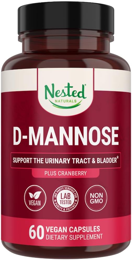 Cuscinetti D-Mannose 500mg con estratto di mirtillo, D Pillole di mirtillo di mannosio, Supporto urinario e della vescica, 60 capsule vegane