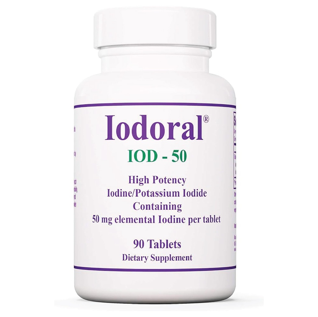 Optimox Iodoral 50 mg Supplemento - Potassium Iodide compresse, supporto tiroide, vitamine e minerali giornalieri, Lugol's Iodine Solution - 90 Conte