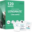 Lensmate 120 Count Lens Wipes per occhiali, Pre-Moistened & Individually Wrapped Eyeglass Wipes, Lens Cleaning Wipes for Eyeglasss, occhiali da sole, occhiali e fotocamera Lens