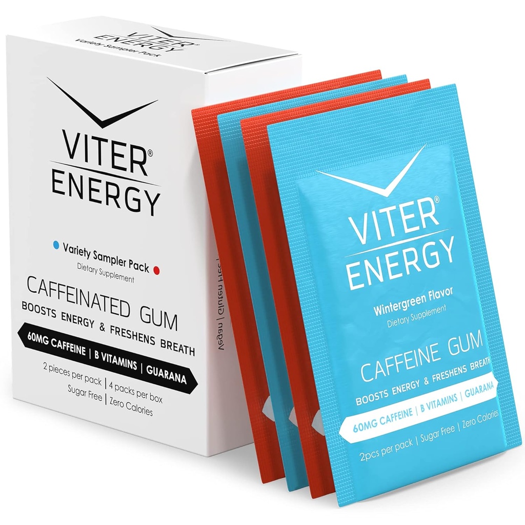 Viter Energy Caffeina Caffeina Caffeina, B Vitamine, Guarana, Sugar Free. (Variety, 2pcs, 4 Pack)