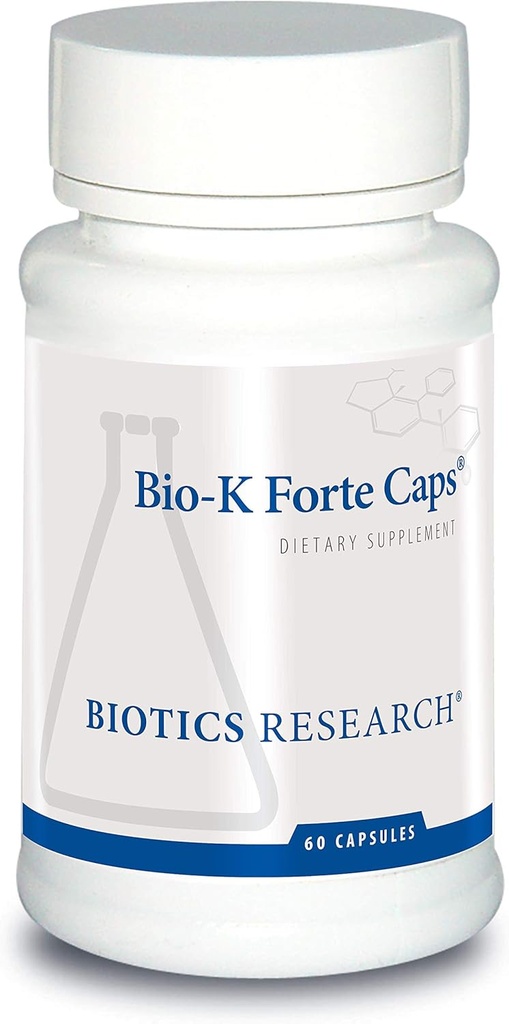 Biotics Research Bio K Forte Caps Vitamin K come menaquinone 7, phytonadione, Combinazione con K1 & MK 7 in un rapporto 1:10. Vitamina K ad alta potenza con capsule SOD e Catalase 60