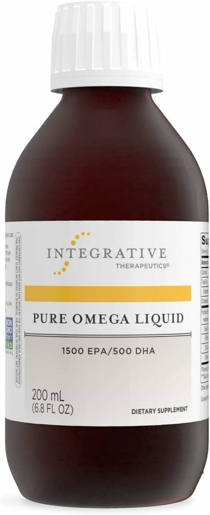 Integrative Therapeutics Pure Omega Liquid - Fish Oil Supplement per il supporto nutrizionale - Supporta la salute del cuore* - No Fishy Burps - Sostenibilmente Source - Dairy-Free - Lemon, 6.8 fl oz (40 Serve)