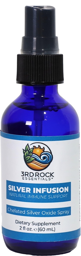 3 ° Rock Essentials | Infusione d'argento 150 PPM Chelated Silver Oxide Spray Integratore alimentare | Tutto Liquido Naturale Silver Spray Integratore di Supporto Immune | Tutto Cura Personale Naturale (2 oz.)