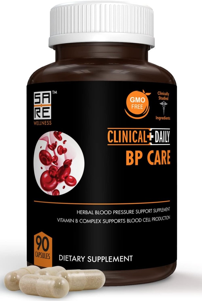 Cura quotidiana clinica BP - Supplementi non OGM. Hawthorne Berry BP Optimizer. Acido Folico, Niacina, Aglio, Uva Ursi, Buchu, Hibiscus, Vitamine B6 B12, C. 90 ct