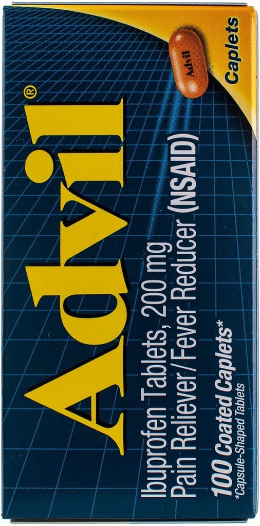 Advil Pain Reliever/Fever Riduttore 200mg Caplets - 100 Ct, Confezione da 3