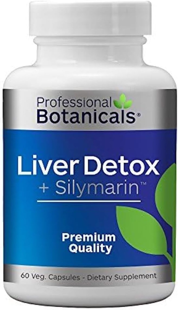 Integratore di fegato di disintossicazione e pulizia, Integratore di supporto per fegato di erbe con Estratto di semi di cardo di latte, Silymarin 80%, Organico Beato Thistle, Radice di dadelion, - 60 capsule vegetariane